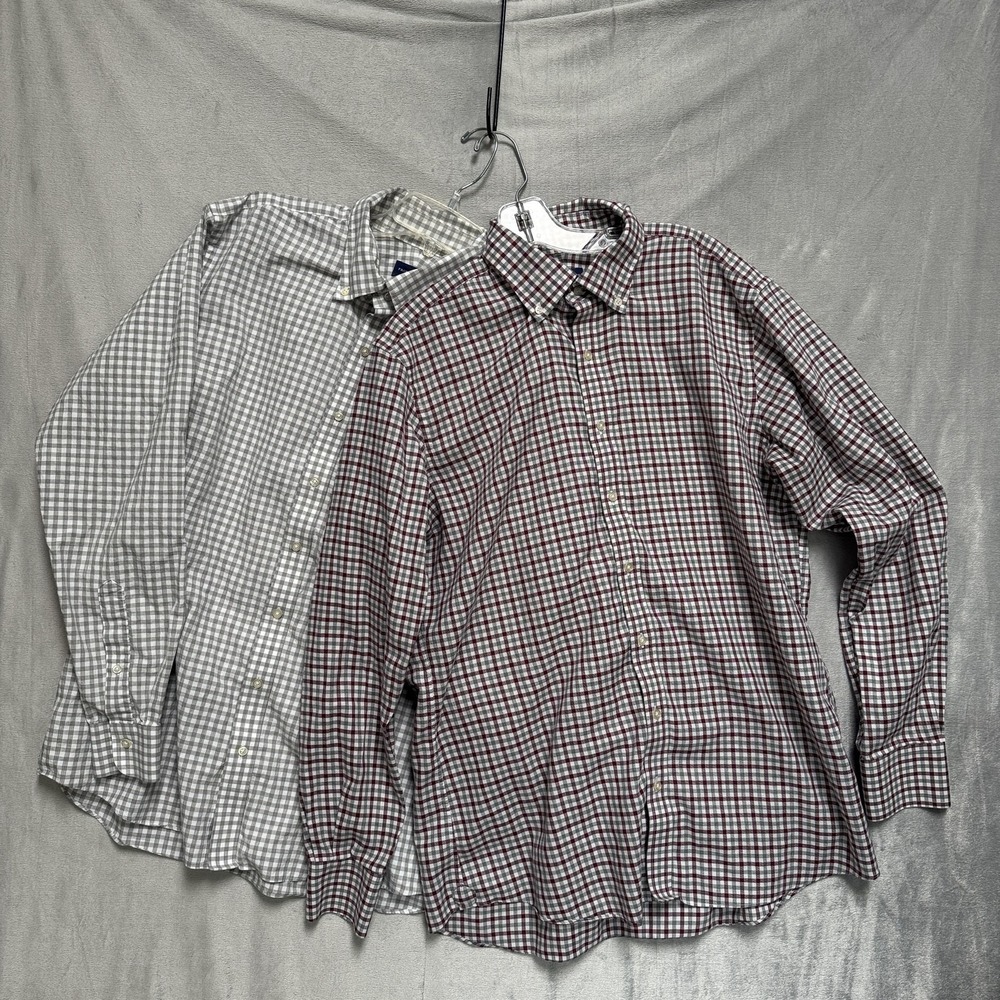 Lot 2 Proper Cloth Shirt‎ Mens Medium Check Plaid Long Sleeve Cotton Casual